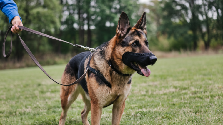 german shepherd pulling on leash